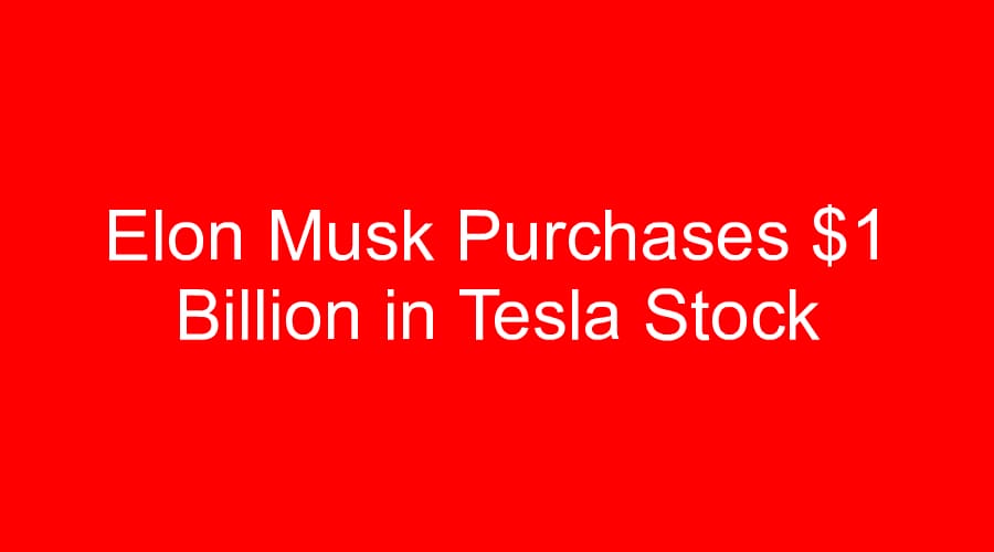 Elon Musk Purchases $1 Billion in Tesla Stock